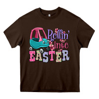 Chocolate Brown Easter Day Rollin into Easter toddler car Heavy Core Tee - OliviaCreatesArt