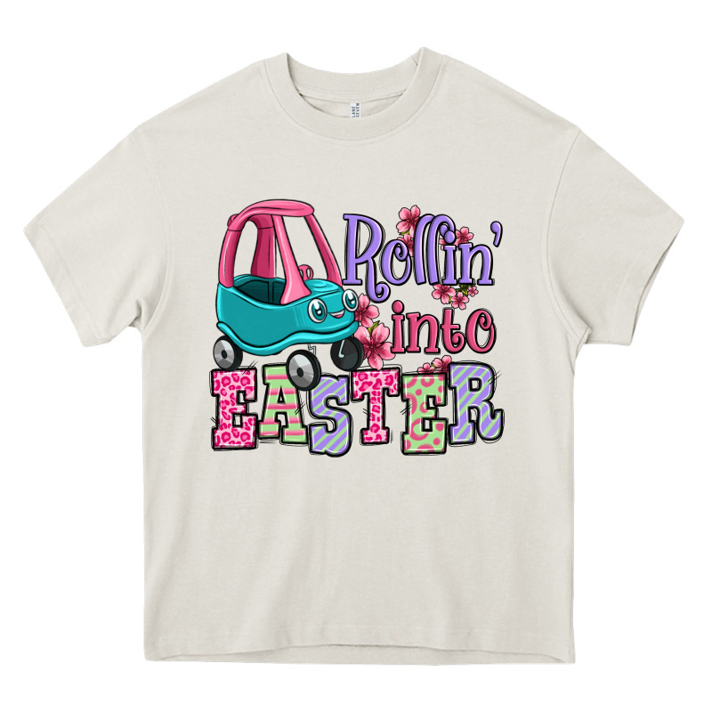Easter Day Rollin Into Easter Toddler Car Heavy Core Tee by OliviaCreatesArt | Teevron