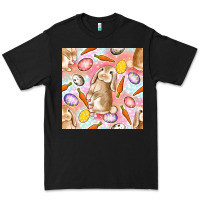 Black Happy Easter Bunny Seamless Pattern Premium Tee - BundleAndBundleShop