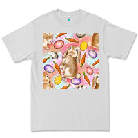Dove Grey Happy Easter Bunny Seamless Pattern Premium Tee - BundleAndBundleShop
