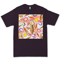 Plum Happy Easter Bunny Seamless Pattern Premium Tee - BundleAndBundleShop