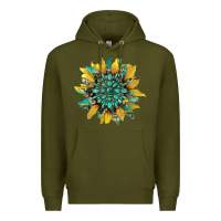 Army Green sunflower with gemstone and cowhide Premium Hoodie - Artiststas