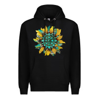 Black sunflower with gemstone and cowhide Premium Hoodie - Artiststas