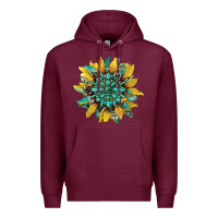 Burgundy sunflower with gemstone and cowhide Premium Hoodie - Artiststas