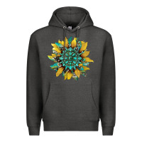 Charcoal Heather sunflower with gemstone and cowhide Premium Hoodie - Artiststas
