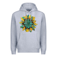 Heather Grey sunflower with gemstone and cowhide Premium Hoodie - Artiststas