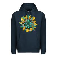 Navy sunflower with gemstone and cowhide Premium Hoodie - Artiststas