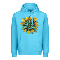 Ocean Blue sunflower with gemstone and cowhide Premium Hoodie - Artiststas