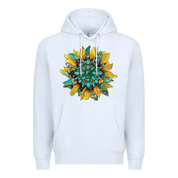 White sunflower with gemstone and cowhide Premium Hoodie - Artiststas