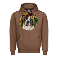 Chestnut Christmas St. Bernard Zipper Hoodie - RanaPortraitStore
