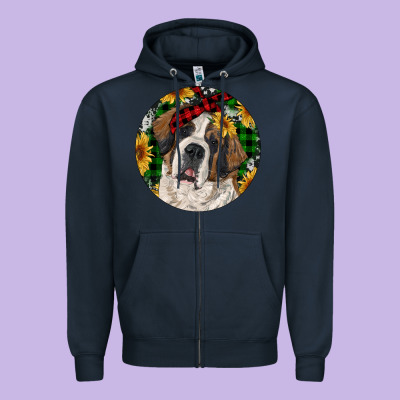 Christmas St. Bernard Zipper Hoodie Designed By Ranaportraitstore