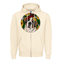 Sandshell Christmas St. Bernard Zipper Hoodie - RanaPortraitStore