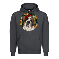 Smoke Christmas St. Bernard Zipper Hoodie - RanaPortraitStore