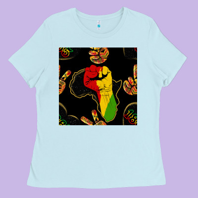 African Freedom Seamless Pattern Ladies Tee Designed By Bundleandbundleshop
