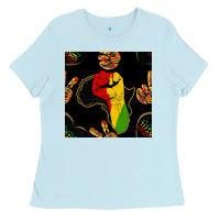 Baby Blue African Freedom Seamless Pattern Ladies Tee - BundleAndBundleShop