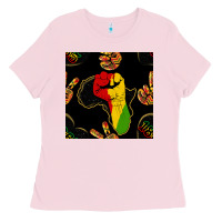 Bubblegum Pink African Freedom Seamless Pattern Ladies Tee - BundleAndBundleShop
