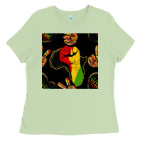 Matcha African Freedom Seamless Pattern Ladies Tee - BundleAndBundleShop
