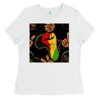White African Freedom Seamless Pattern Ladies Tee - BundleAndBundleShop