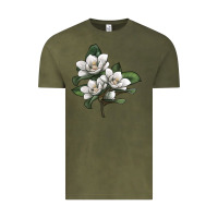 Vintage Olive Magnolia Flower Illustration Vintage Tee - LillyAllenDesigns