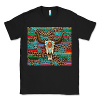 Black western serape leopard bull skull turquoise Classic Tee - Artiststas