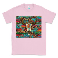 Bubblegum Pink western serape leopard bull skull turquoise Classic Tee - Artiststas