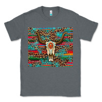 Charcoal Heather western serape leopard bull skull turquoise Classic Tee - Artiststas