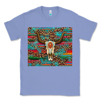 Colony Blue western serape leopard bull skull turquoise Classic Tee - Artiststas