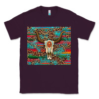 Plum western serape leopard bull skull turquoise Classic Tee - Artiststas