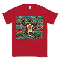 Red western serape leopard bull skull turquoise Classic Tee - Artiststas