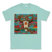 Seafoam western serape leopard bull skull turquoise Classic Tee - Artiststas