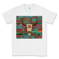White western serape leopard bull skull turquoise Classic Tee - Artiststas