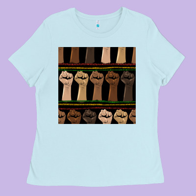 Melanin Rised Fist Seamless Pattern Ladies Tee Designed By Bundleandbundleshop