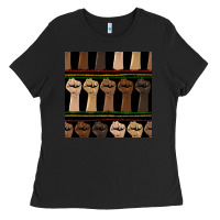 Black melanin rised fist seamless pattern Ladies Tee - BundleAndBundleShop