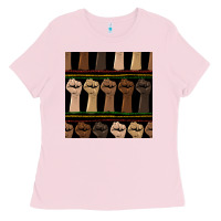 Bubblegum Pink melanin rised fist seamless pattern Ladies Tee - BundleAndBundleShop