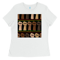 White melanin rised fist seamless pattern Ladies Tee - BundleAndBundleShop