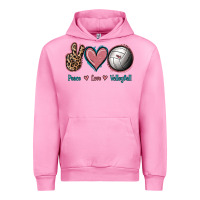 Fuchsia Pink Peace Love Volleyball Urban Hoodie - Jasminsmagicworld