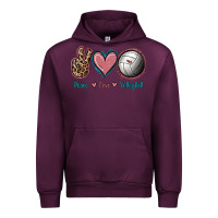 Mauve Wine Peace Love Volleyball Urban Hoodie - Jasminsmagicworld
