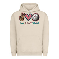 Pigment French Oak Peace Love Volleyball Urban Hoodie - Jasminsmagicworld