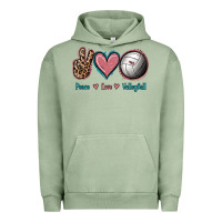 Pigment Oil Green Peace Love Volleyball Urban Hoodie - Jasminsmagicworld