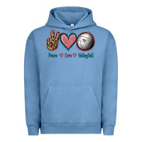 Pigment Pebble Blue Peace Love Volleyball Urban Hoodie - Jasminsmagicworld