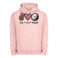 Pigment Salmon Peace Love Volleyball Urban Hoodie - Jasminsmagicworld