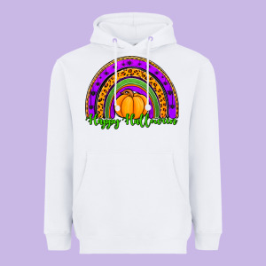 Happy Halloween Rainbow Heavyweight Hoodie Designed By Jasminsmagicworld