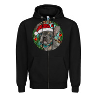 Black Frenchie Christmas Zipper Hoodie - RanaPortraitStore