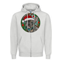 Dove Grey Frenchie Christmas Zipper Hoodie - RanaPortraitStore