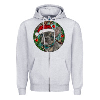 Heather Grey Frenchie Christmas Zipper Hoodie - RanaPortraitStore