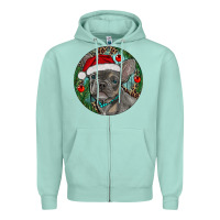 Seafoam Frenchie Christmas Zipper Hoodie - RanaPortraitStore