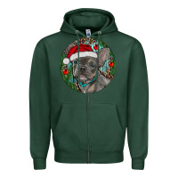 Sports Green Frenchie Christmas Zipper Hoodie - RanaPortraitStore