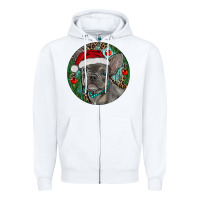 White Frenchie Christmas Zipper Hoodie - RanaPortraitStore