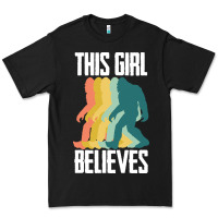 Black bigfoot t  shirt bigfoot   this girl believes t  shirt Premium Tee - DesigneFamous