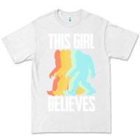 White bigfoot t  shirt bigfoot   this girl believes t  shirt Premium Tee - DesigneFamous